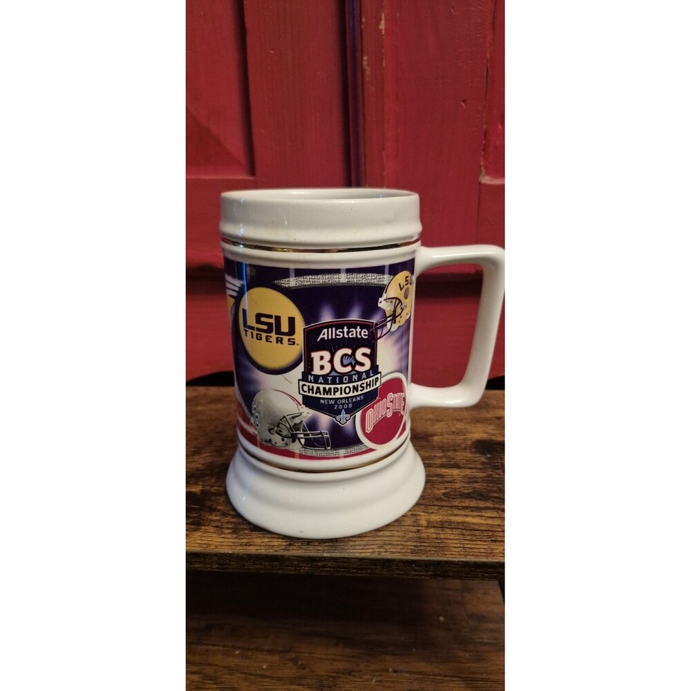 LSU Tigers 2008 BCS National Championship Ceramic Beer Stein Mug Ohio State 24oz